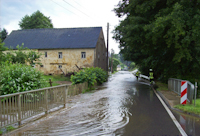 Hochwasser nach einem Gewitter in Wilschdorf, 21.07.2014