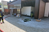 Brand in Karosseriebetrieb in Dittersbach, 26.07.2019