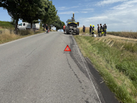 Auslaufende Betriebsstoffe aus einem Schreitbagger in Dittersbach, 26.06.2025